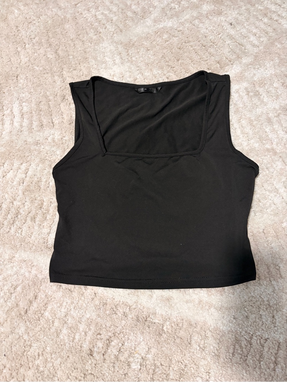 SHEIN Black Square Neck Crop Tank